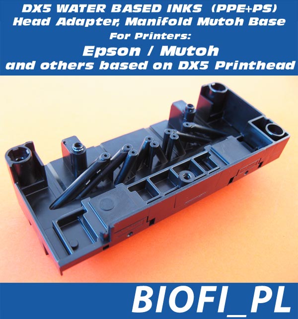 Adapter, Kapturek do Głowicy DX5 - Wersja MUTOH, Wodna, Water Base Head Adapter, Manifold Mutoh Base