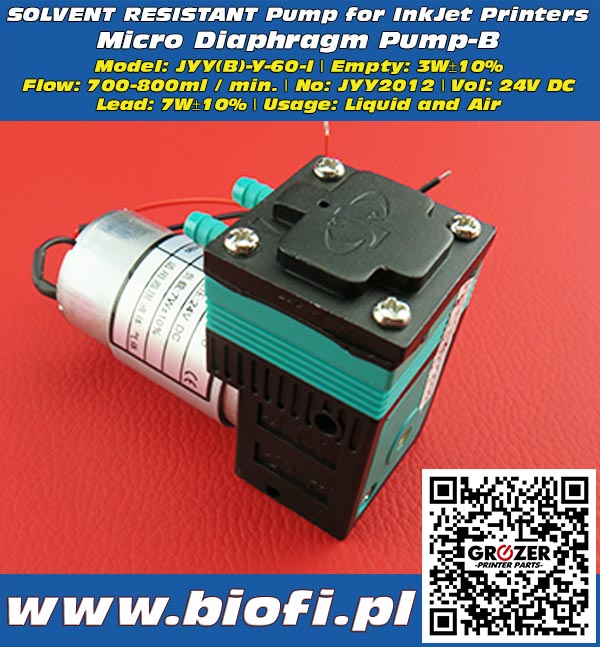 Micro Diaphragm Pump-B Model: JYY(B)-Y-60-I - Grozer Printer Parts - www.biofi.pl