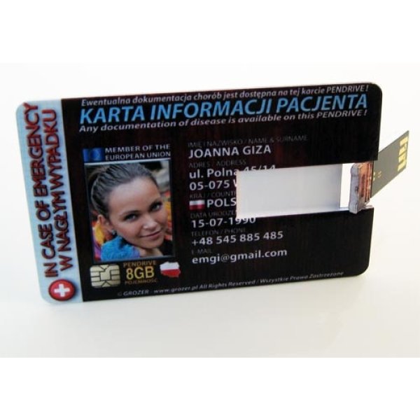 8GB Karta Pendrive USB 2.0 - Ratująca Życie - Karta ICE