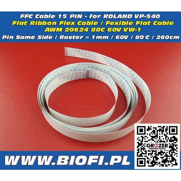 FFC Cable 15 PIN 260 CM - Taśma Sygnałowa FFC Roland