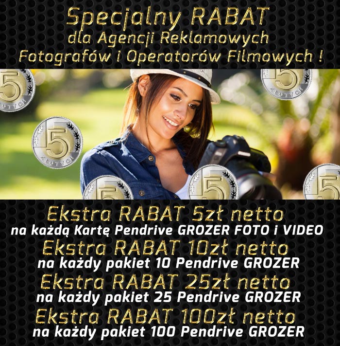 Specjalny STAŁY - RABAT dla Zawodowych Fotografów, Operatorów Filmowych i Agencji Reklamowych