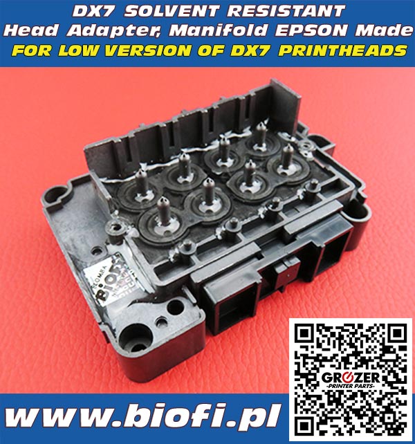 Adapter, Kapturek do Głowicy DX7 - Wersja Solwentowa, Solvent Resistant Head Adapter, Manifold EPSON DX7 Printheads