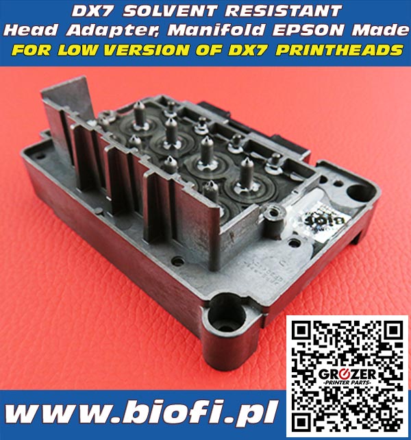 Adapter, Kapturek do Głowicy DX7 - Wersja Solwentowa, Solvent Resistant Head Adapter, Manifold EPSON DX7 Printheads