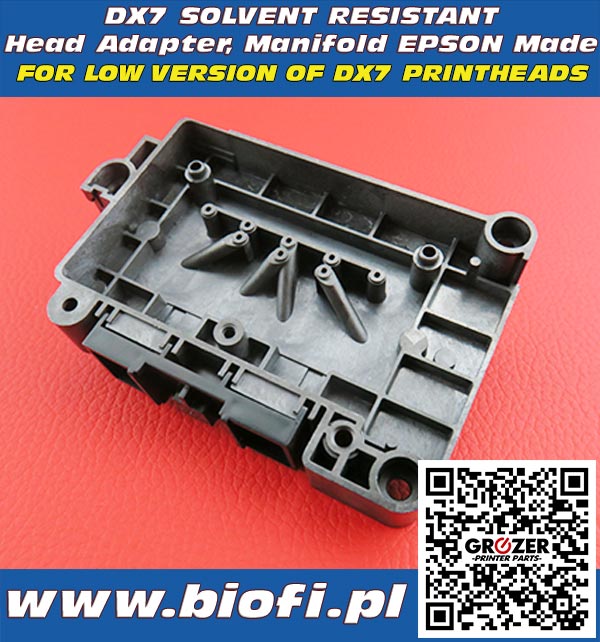 Adapter, Kapturek do Głowicy DX7 - Wersja Solwentowa, Solvent Resistant Head Adapter, Manifold EPSON DX7 Printheads