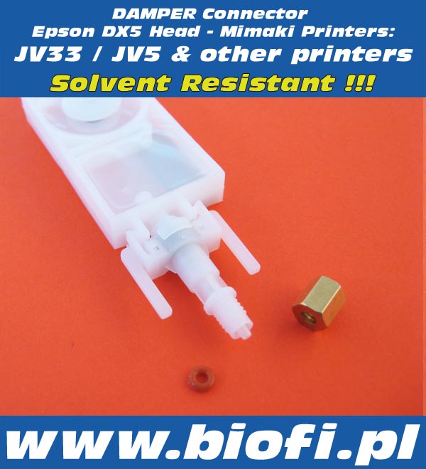 Damper Connector Mimaki JV33 / JV5 , Roland, Mutoh and other Printers | Solvent Resistant