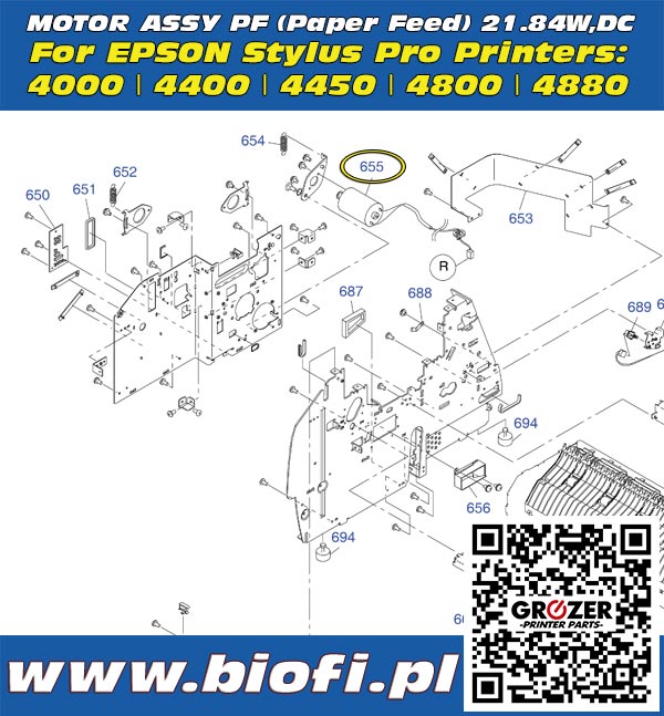 EPSON Stylus Pro 
MOTOR ASSY PF (Paper Feed) 21.84W,DC - Silnik Przesuwu Papieru (Mediów) Oś Y - GROZER PRINTERS Parts