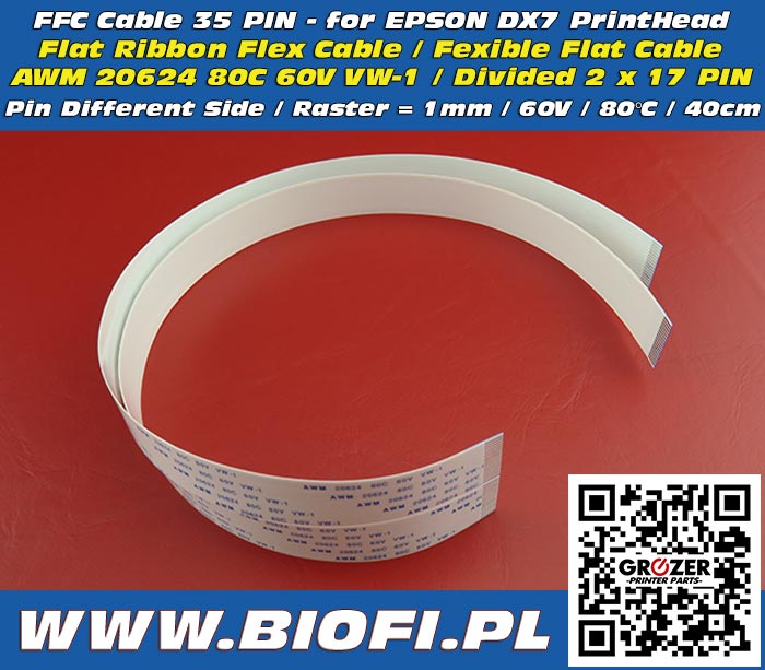 FFC Cable 35 PIN 40 CM Divided Pin Different Side - for EPSON DX7 Print Head