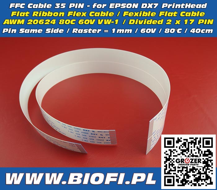 FFC Cable 35 PIN 40 CM Divided Pin Same Side - for EPSON DX7 Print Head