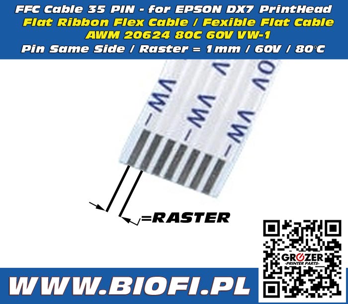 FFC Cable 35 PIN 25 CM - for EPSON DX7 Print Head