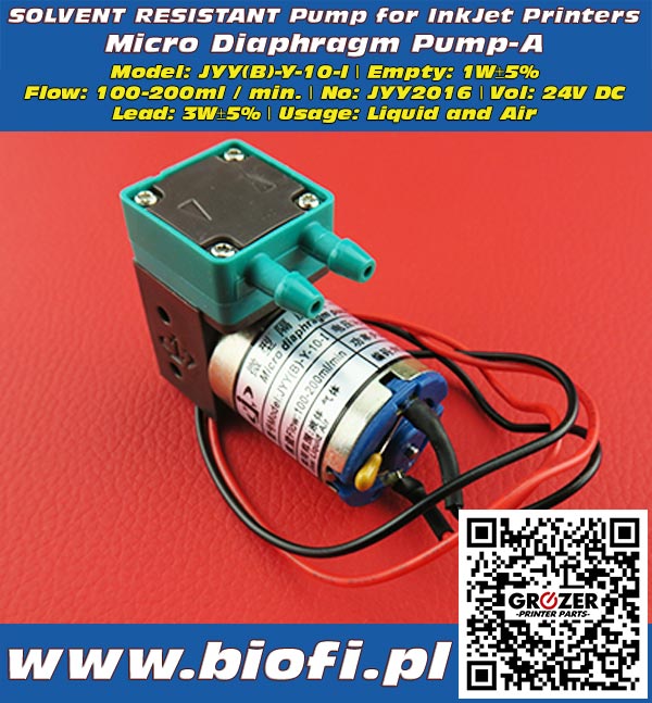 Micro Diaphragm Pump-A Model: JYY(B)-Y-10-I - Grozer Printer Parts - www.biofi.pl
