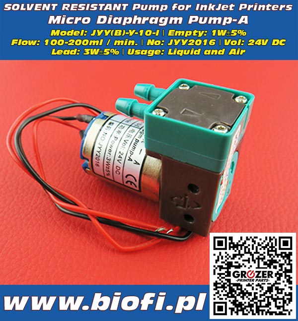 Micro Diaphragm Pump-A Model: JYY(B)-Y-10-I - Grozer Printer Parts - www.biofi.pl