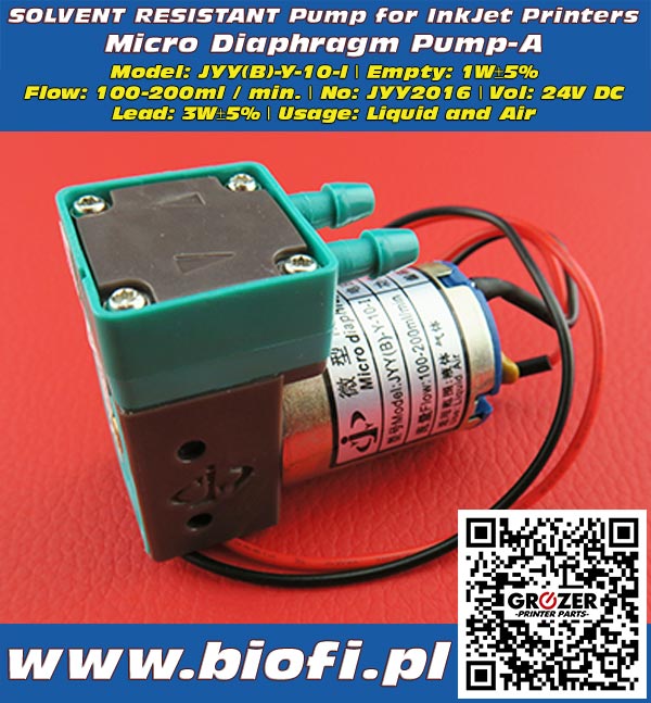 Micro Diaphragm Pump-A Model: JYY(B)-Y-10-I - Grozer Printer Parts - www.biofi.pl