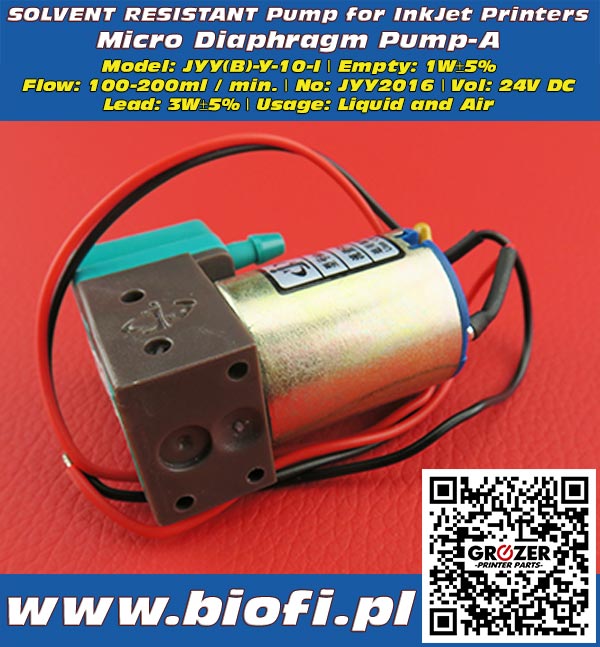 Micro Diaphragm Pump-A Model: JYY(B)-Y-10-I - Grozer Printer Parts - www.biofi.pl