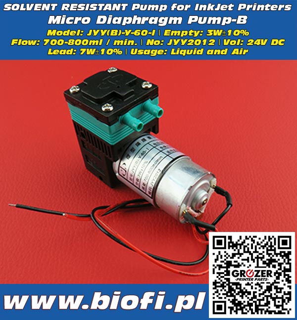 Micro Diaphragm Pump-B Model: JYY(B)-Y-60-I - Grozer Printer Parts - www.biofi.pl