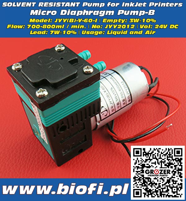 Micro Diaphragm Pump-B Model: JYY(B)-Y-60-I - Grozer Printer Parts - www.biofi.pl