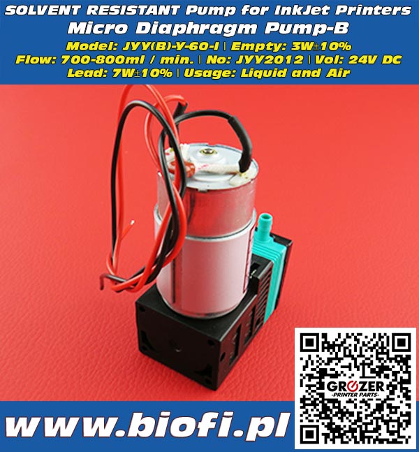 Micro Diaphragm Pump-B Model: JYY(B)-Y-60-I - Grozer Printer Parts - www.biofi.pl