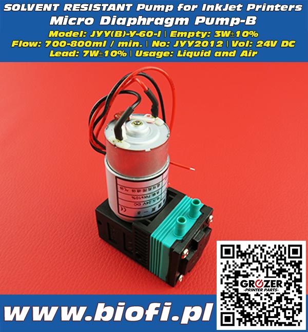 Micro Diaphragm Pump-B Model: JYY(B)-Y-60-I - Grozer Printer Parts - www.biofi.pl